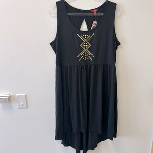 Bongo High Low Black Summer Dress w/Stud Design • Sz 2X • NWT!